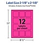 Avery Square Laser/Inkjet Multipurpose Labels, 2-1/8" x 2-1/8", Neon Magenta (120/Pack)~#|#~8C90258D-9003-4C09-9C4043D51E383B49_sc7