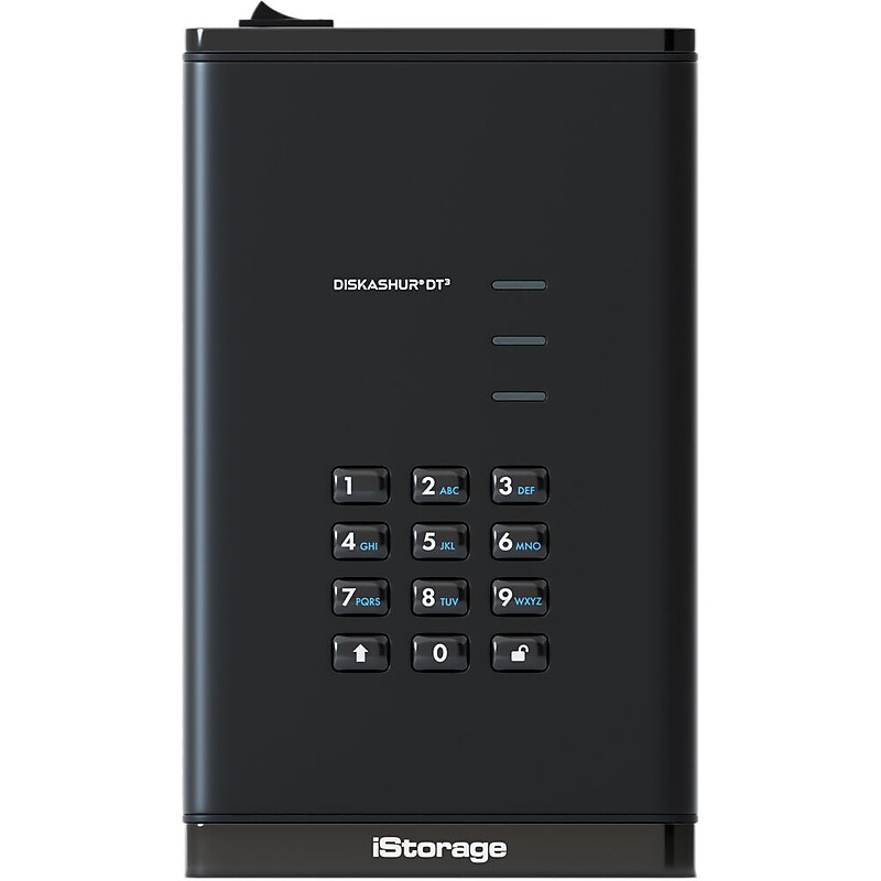 iStorage diskAshur Encrypted DT3 8TB External USB 3.2 Gen 1 External Hard Drive, Black (IS-DT3-256-8000-F) image 1