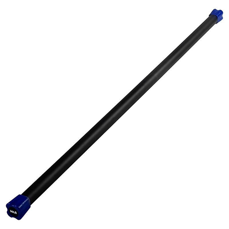 Jfit 30lb. Weighted Workout Bar with Rubber Pad, Black/Dark Blue (J-RPWB30) image 1