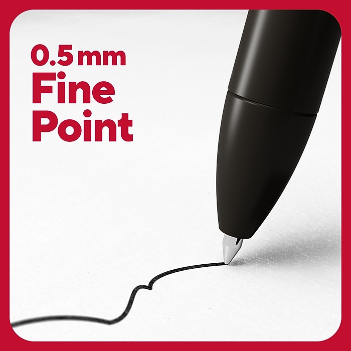 TRU RED™ Retractable Quick Dry Gel Pens, Fine Point, 0.5mm, Black