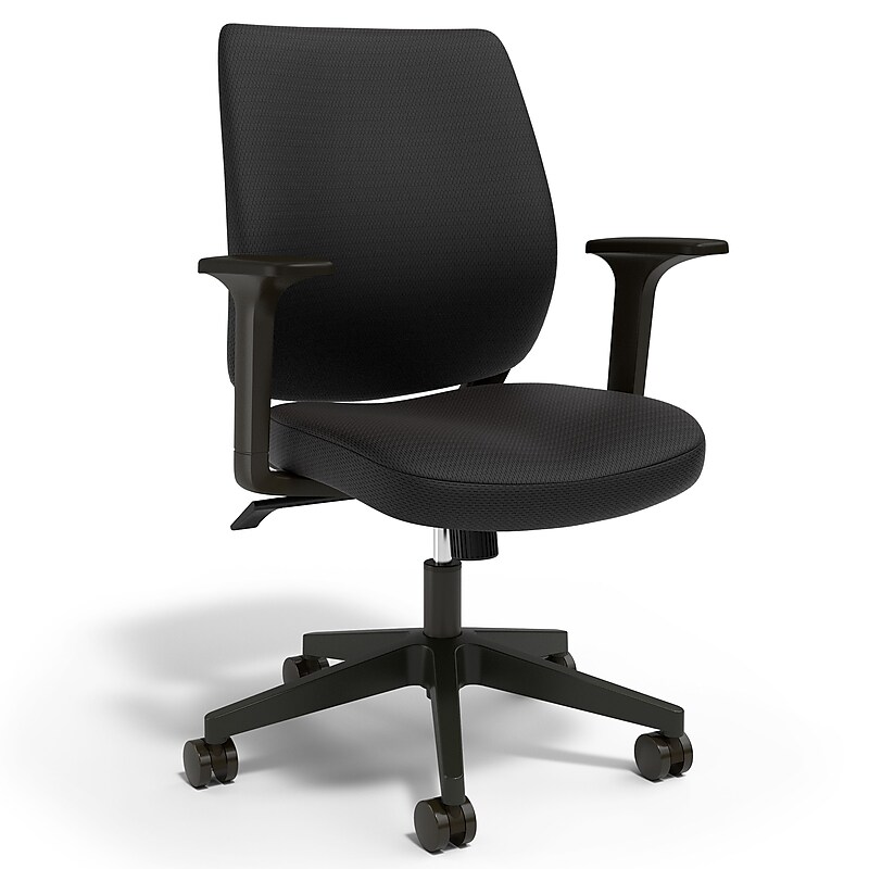 Staples® Essentials Ergonomic Fabric Swivel Task Chair, Black (UN59380) image 1