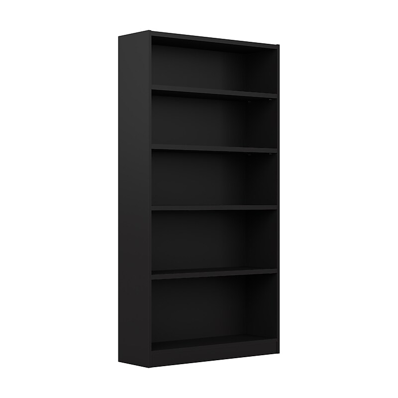 Bush Furniture Universal 72"H 5-Shelf Bookcase with Adjustable Shelves, Black (WL12436) image 1