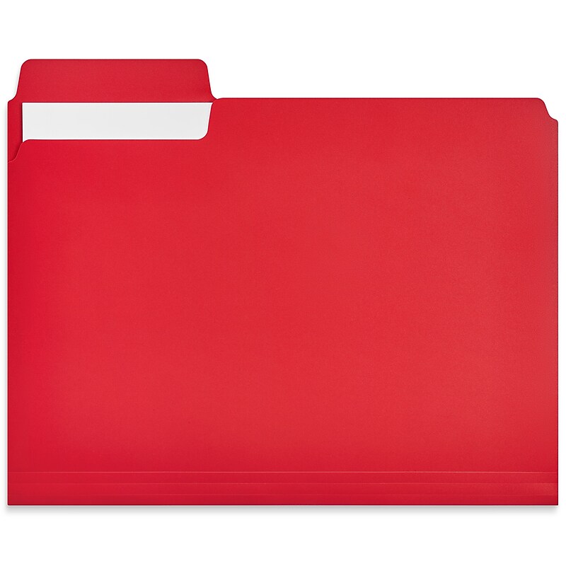 Staples File Folder, 1/3-Cut Tab, Letter Size, Plastic, Assorted Colors, 18/Box (ST62540) image 1