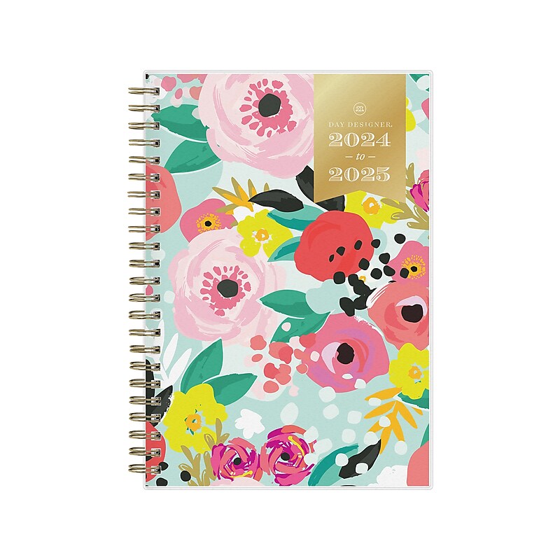 2024-2025 Blue Sky Day Designer Secret Garden Mint 5" x 8" Academic Weekly & Monthly Planner, Plastic Cover, Multicolor image 1