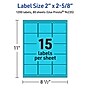Avery Printable Rectangle Multipurpose Labels, 2" x 2-5/8", Bright Blue, 1200/Box (94235)~#|#~8CADE00C-BC2C-431B-B7F7143DF8F4072D_sc7