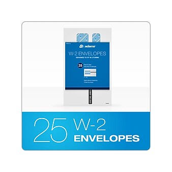 Adams 2022 W-2 Peel & Seal Tax Form Envelope, White, 25/Pack (STAX2-22)