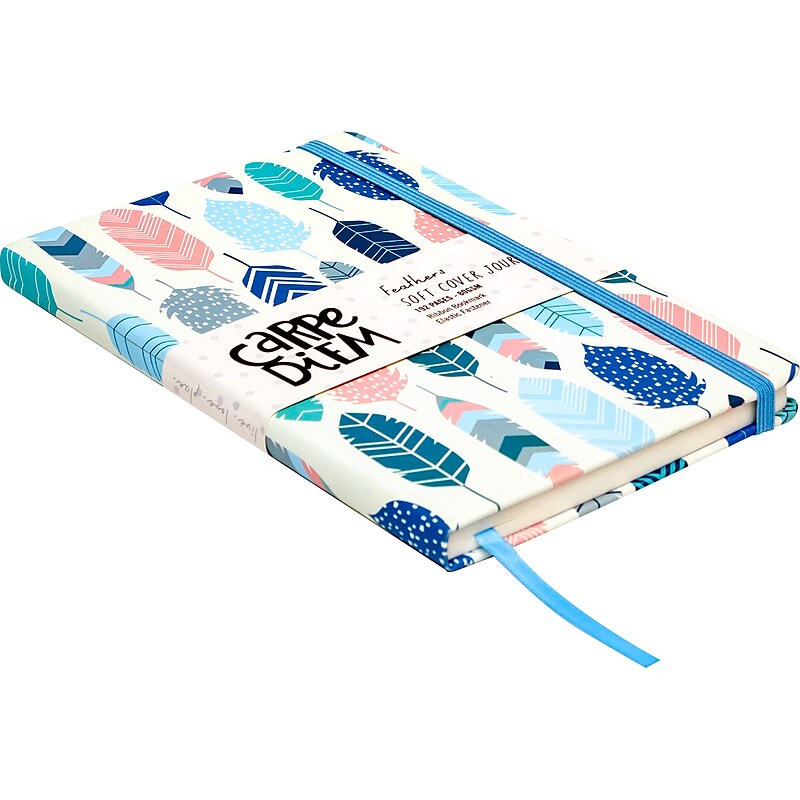 Carpe Diem Feathers Journal, 5.24" x 8.27", Wide-Ruled, Multicolor, 192 Pages (9373-CD) image 1