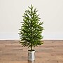 Nearly Natural Artificial Real Touch Norfolk Island Pine in Christmas Tin Metal Planter, 32" (T5388)~#|#~8CBCFCC6-1870-42CC-8A7C4EC30A9A68A3_sc7