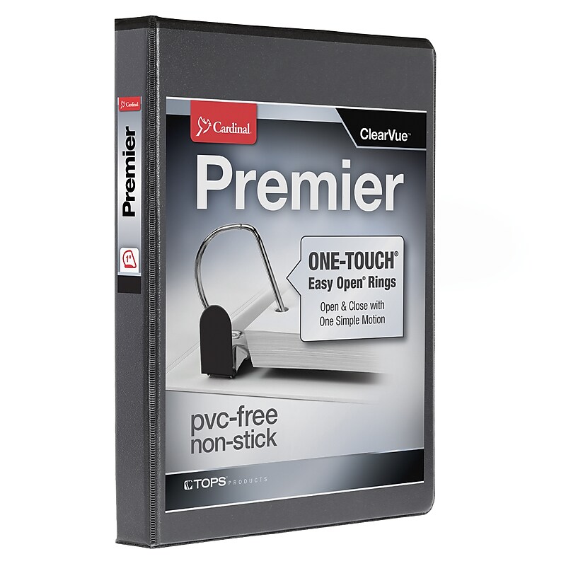 Cardinal Premier ClearVue 1" 3-Ring Non-View Binders, D-Ring, Black (10301) image 1