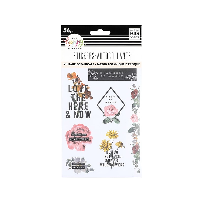 The Happy Planner Vintage Botanicals Stickers, Assorted Colors, 56/Pack (PPS-66-1) image 1