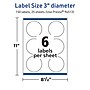 Avery TrueBlock Laser/Inkjet Circle Multipurpose Labels, 3" Dia., White, 150/Pack (94513)~#|#~8CCA2B79-F9A2-46D8-AFA95A476A5A50E6_sc7