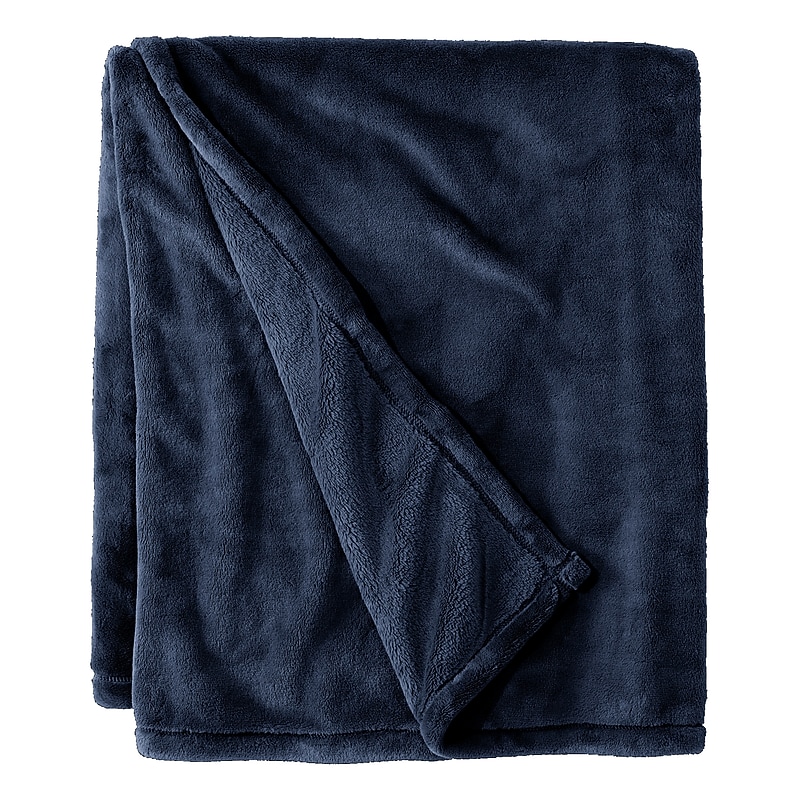 L.L.Bean Wicked Plush Throw, Large, Navy (0SAG204000) image 1