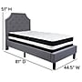 Flash Furniture Brighton Tufted Upholstered Platform Bed in Light Gray Fabric with Pocket Spring Mattress, Twin (SLBM9)~#|#~8CD89652-CBA1-4542-8A1990C89728CC99_sc7