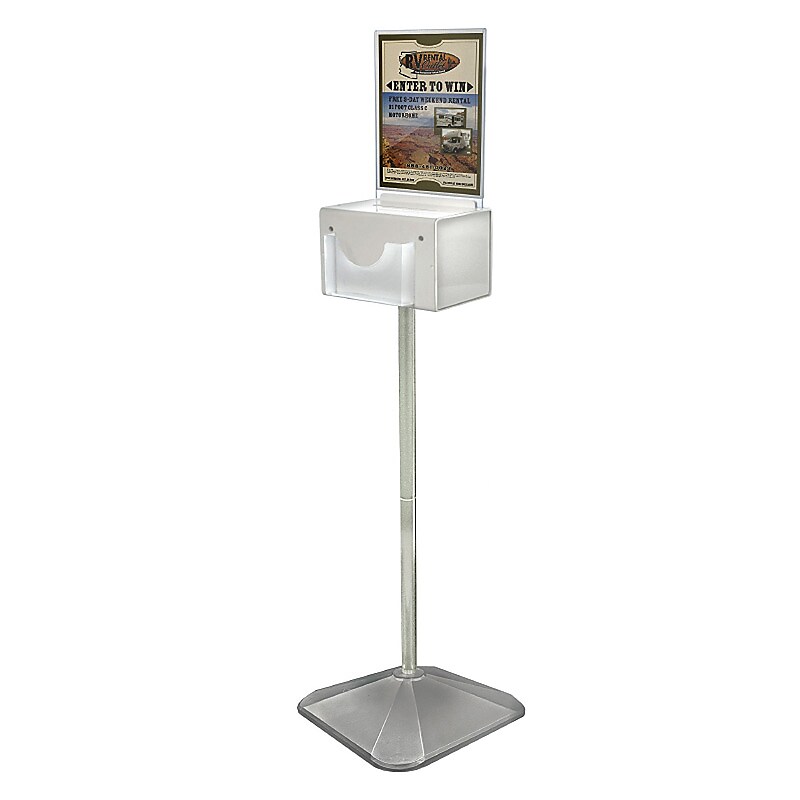 Azar Displays Locking Styrene Large Lottery Box with Pocket, White (206307) image 1