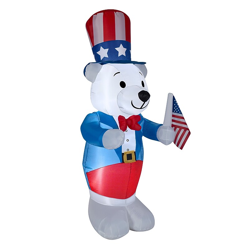 National Tree Company 4 ft. Inflatable Fourth of July White Bear (GE9-48921-1) image 1