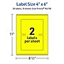 Avery Laser/Inkjet Rectangle Multipurpose Labels, 4" x 6", Neon Yellow, 20/Pack (94278)~#|#~8CF20206-9729-43C9-BCADA3BEEBD7FBFB_sc7