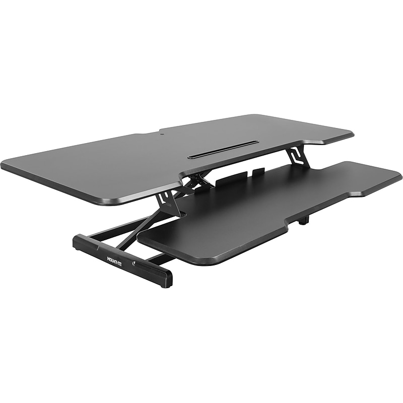 Mount-It! 47"W Manual Rectangular Adjustable Standing Desk Converter, Black (MI-15009L) image 1