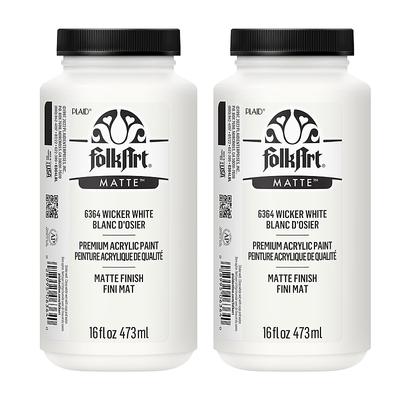 FolkArt Acrylic Paint Matte, 16oz., Wicker White, 2/Pack (FLK6364-2) image 1