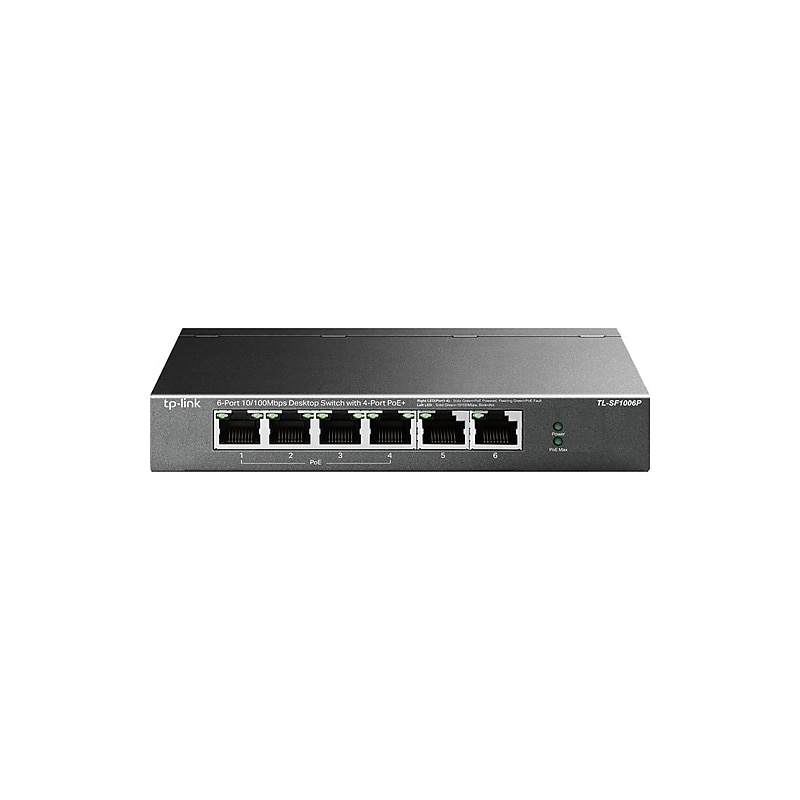 TP-Link 6 Ethernet Ports Fast Ethernet PoE Unmanaged Switch, 100 Mbps, Black ( TL-SF1006P) image 1