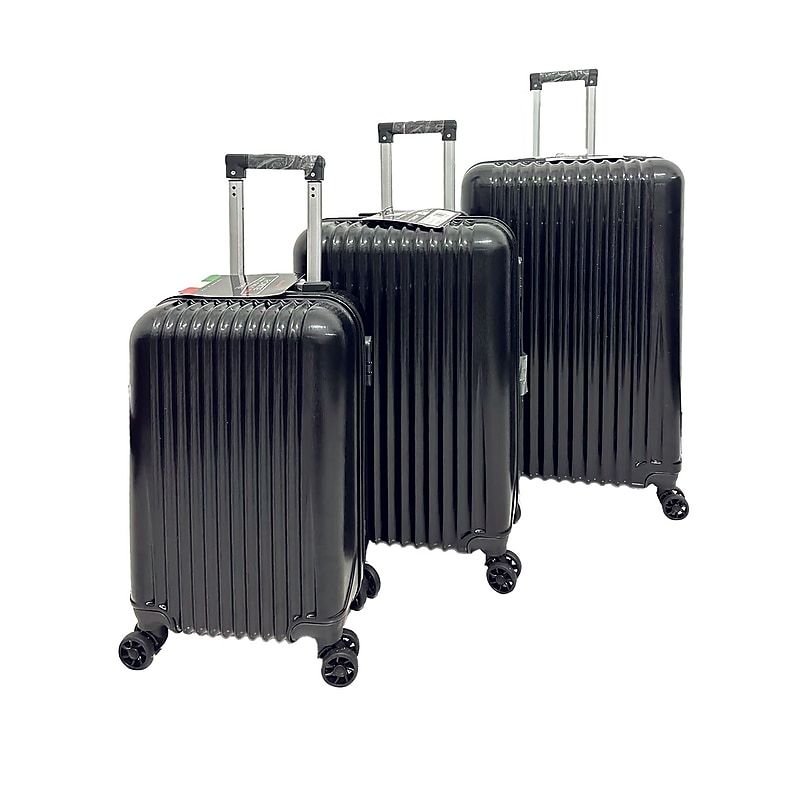 TUCCI FORTE Banda 3-Piece Hardside Spinner Carry-On Luggage Set, TSA Checkpoint Friendly (F0001-03PC-BLK) image 1