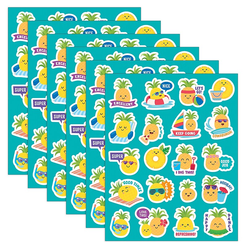Teacher Created Resources Pineapple Smelly Stickers, Multicolored, 120/Pack, 6/Packs/Bundle (TCR9445-6) image 1