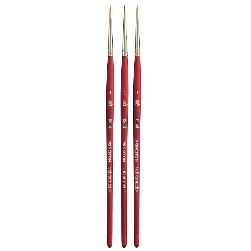 Princeton Velvetouch Short Handle Mixed Media Synthetic Round Brush, 3/Pack (PBXP3950R1-3) image 1