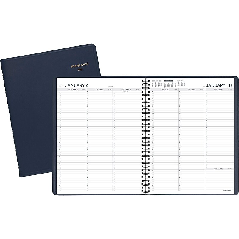 2027 AT-A-GLANCE 8.25" x 11" Weekly Appointment Book, Faux Leather Cover, Navy (70-950-20-27) image 1