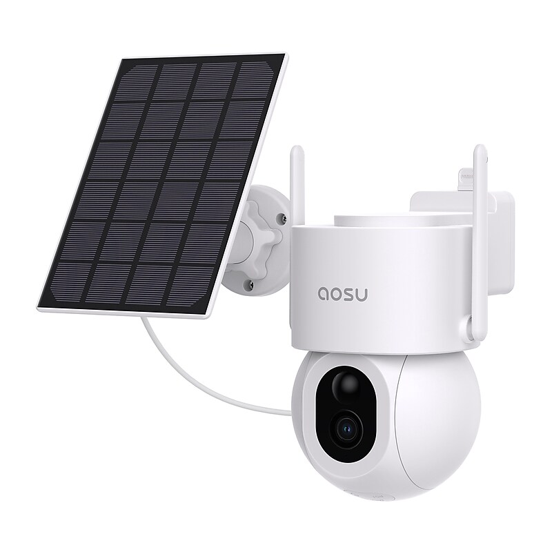 aosu 3K 5.0-MP Outdoor Wireless AI-Smart Solar Security Camera, White (C9S2CH11) image 1