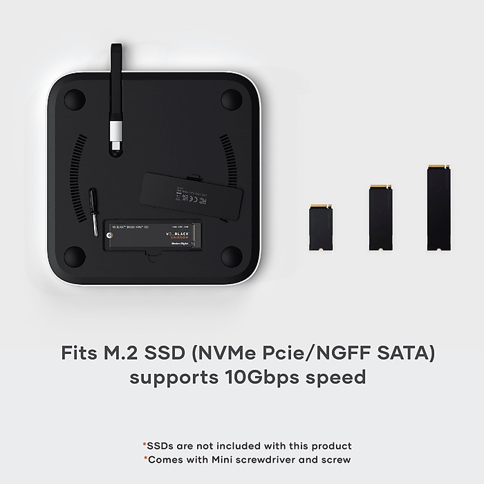 Macデスクトップ Satechi USB-C Macmini M1/M2/ST - M.2 SSD Satechi Mac Mini Stand & Hub with NVMe SSD Enclosure, Silver (ST