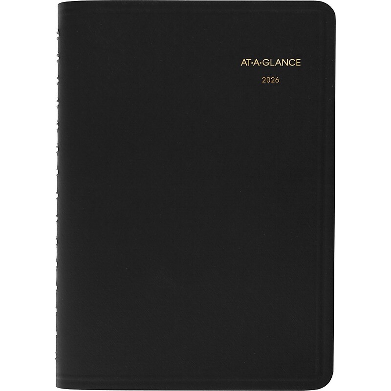 2026 AT-A-GLANCE 5" x 8" Daily Appointment Book Planner, Faux Leather Cover, Black (70-800-05-26) image 1