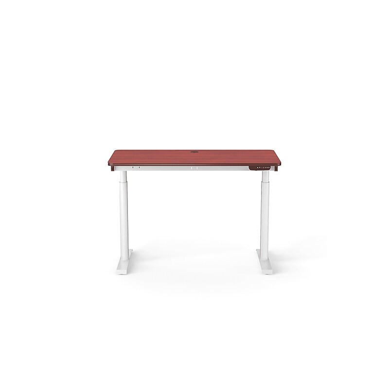 VersaDesk PowerLift 48"W Electric Rectangular Adjustable Standing Desk, Cherry/White (PLSDR4824-WC-APP) image 1