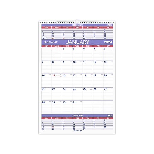 2024 ATAGLANCE 22.75" x 15.5" ThreeMonth Wall Calendar (PM62824