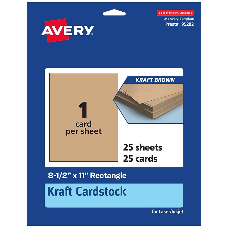 Avery Integrated Cards, 8.5" x 11", Matte Kraft Brown, 25/Pack (95282) image 1