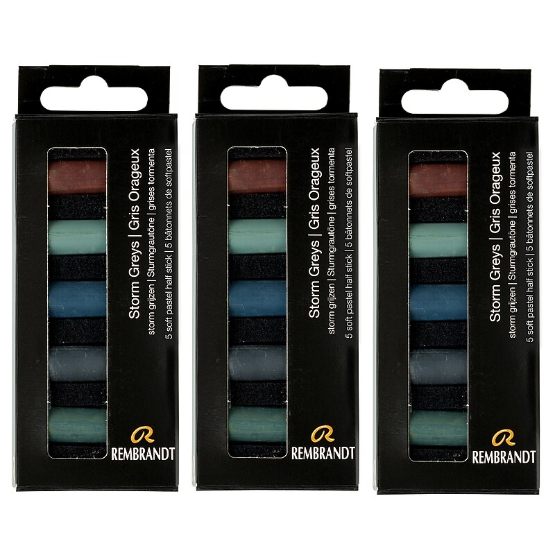 Rembrandt Soft Half Stick Pastel Micro Storm Grays Set, 5/Set, 3/Bundle (RBX31820514-3) image 1