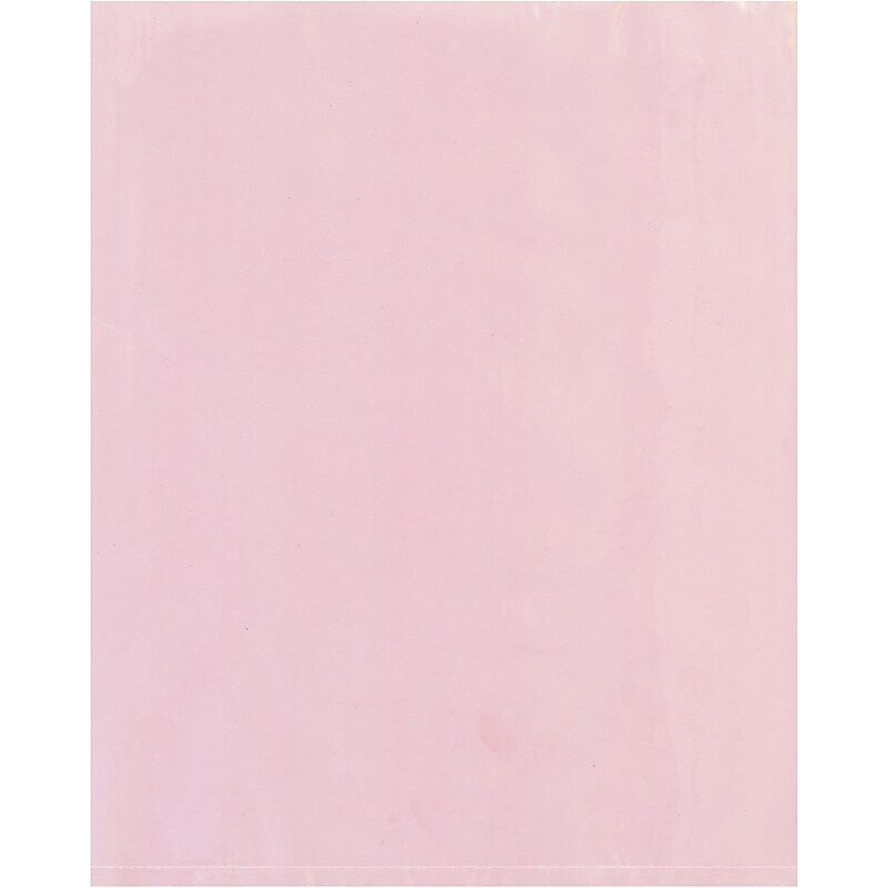 9" x 12" Antistatic Layflat Poly Bags, 4 Mil, Pink, 1000/Carton (PBAS1150) image 1