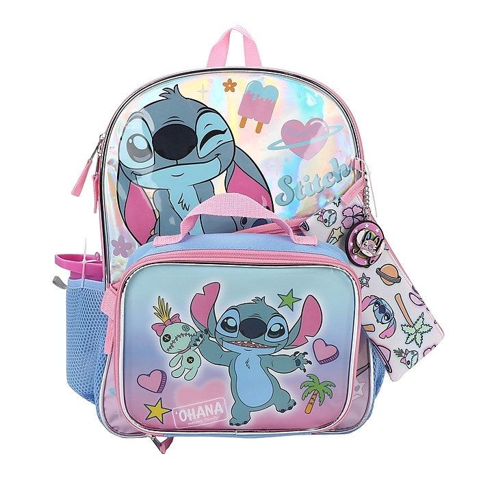 Bioworld Kids 4-Piece Stitch Backpack Set, Large, Multicolored