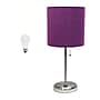Creekwood Home Oslo 19.5" LED Table Lamp, Brushed Steel/Purple Shade (CWT-2012-PR-LB)~#|#~8D1A322F-161C-4E9F-8286D939005E2294_sc7