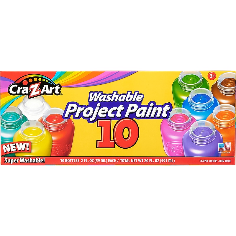 Cra-Z-Art Washable Project Paints, Assorted Colors, 2 Fl. Oz., 10/Pack (10601-4) image 1