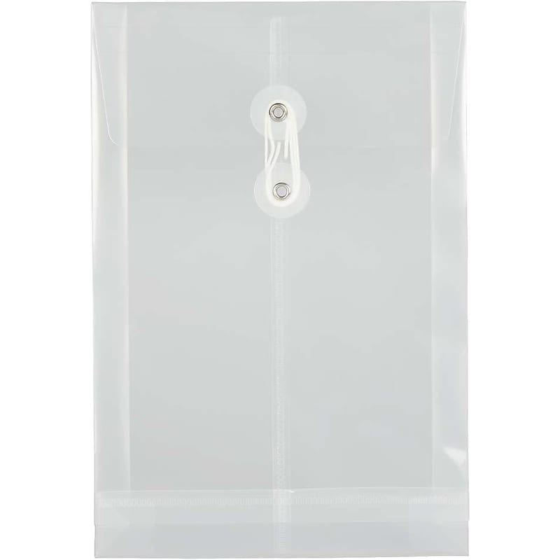 JAM Paper Premium Plastic Filing Envelope with Button & String Closure, Clear, 3/Pack (472B1CLX3) image 1