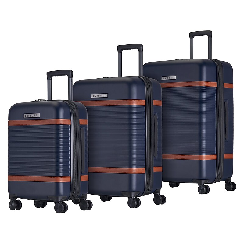 Bugatti Wellington 3-Piece Hardside Spinner Luggage Set, TSA Checkpoint Friendly, Navy (HLG5103-Navy) image 1