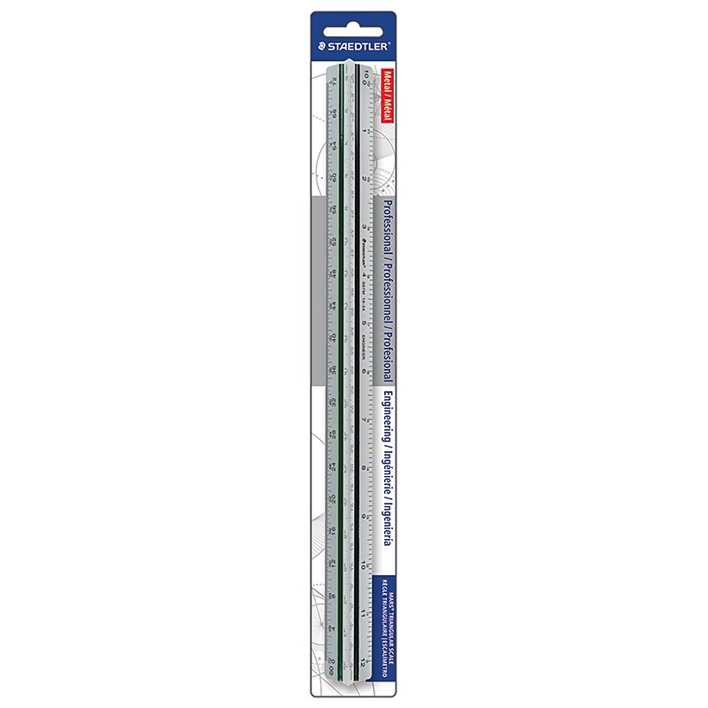 Staedtler 12" Imperial Triangular Architect Scale, Aluminum, Gray/Silver (987M1834BK NA) image 1