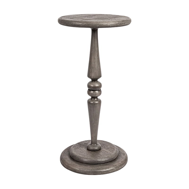 Storied Home Bishop Pedestal Cocktail Side Table, Dove Grey (EC1431) image 1