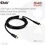 Club 3D 6.56' USB C to Mini DisplayPort Audio/Video Cable, Male to Male, Black (CAC-1561)~#|#~8D3DE499-B2D9-4BAE-882B3031E9D10132_sc7