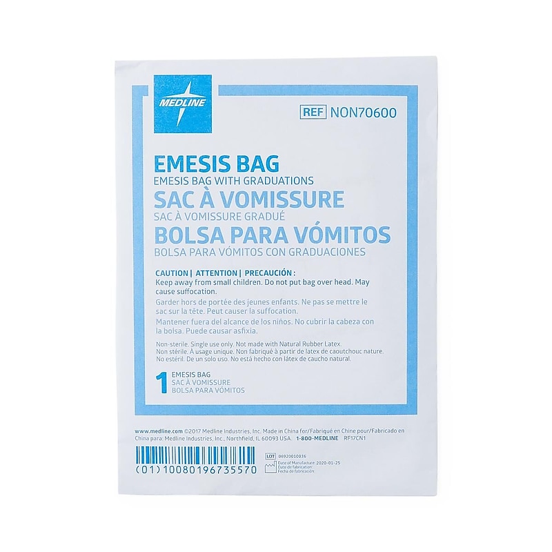 Medline Emesis Bag with Graduation, Clear, 36 oz (NON70600H) image 1