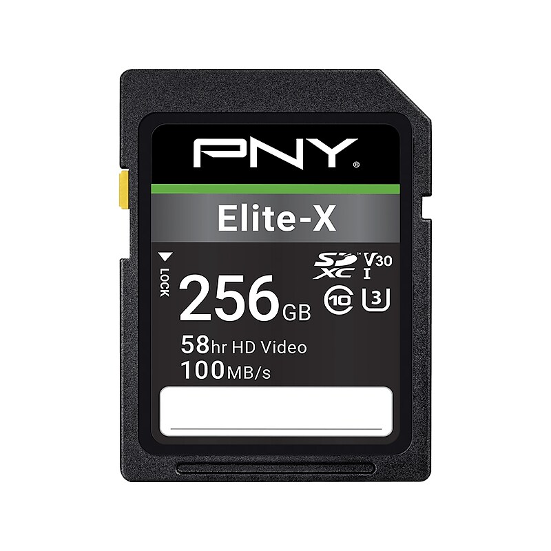 PNY Elite-X 256GB SDXC Memory Card, Class 10, UHS-I, V30 (P-SD256U3100EXG) image 1