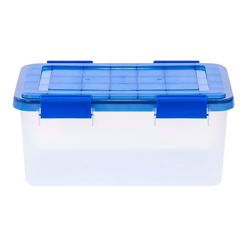 Iris WeatherPro 18.4 Qt. Latch Lid Storage Bin, Clear/Blue (500199) image 1