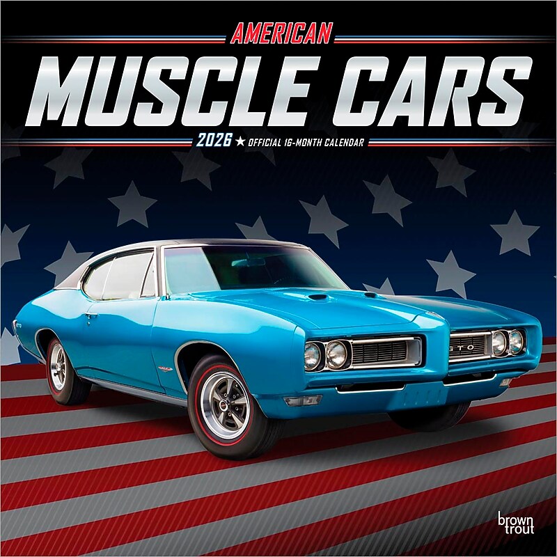 2026 BrownTrout American Muscle Cars 12" x 12"  Monthly, Paper Cover, American Muscle Cars (9798330701322) image 1