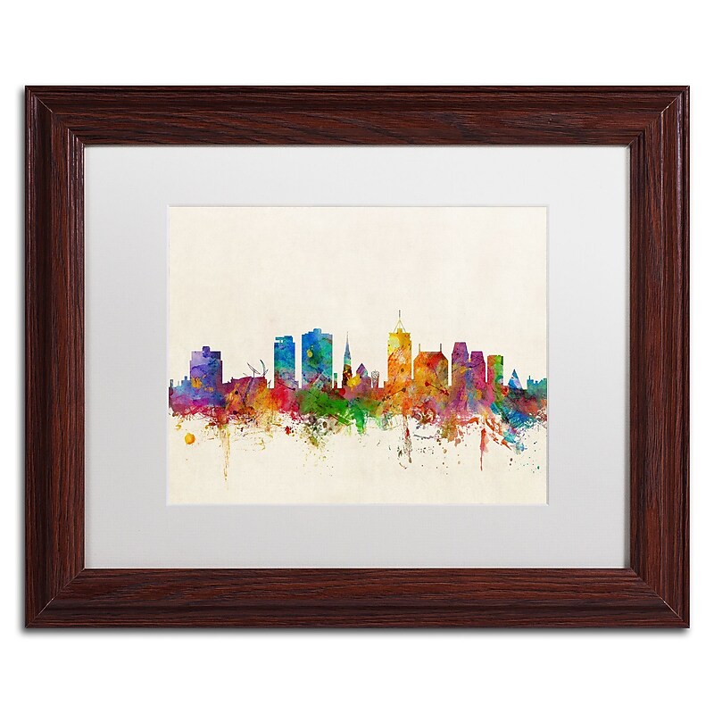 Trademark Fine Art ''Christchurch New Zealand Skyline'' by Michael Tompsett 11" x 14" Wood Frame (MT0611-W1114MF) image 1