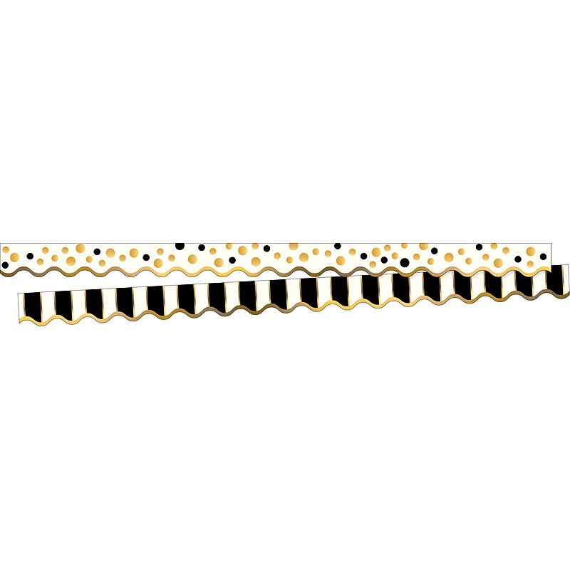 Barker Creek Double-Sided Scalloped Border, 36" x 2.25", Gold Bars, 26/Pack (BC3697) image 1