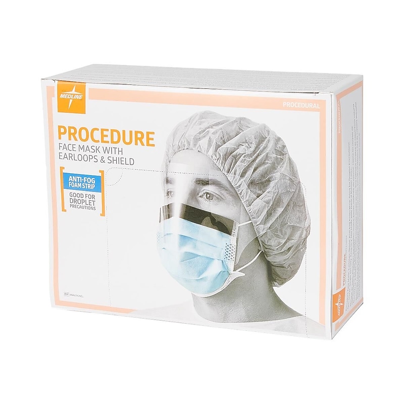 Medline ASTM Level 1 Face Mask with Ear Loops, Anti-Fog, Blue, 100/Box (NON27420EL) image 1
